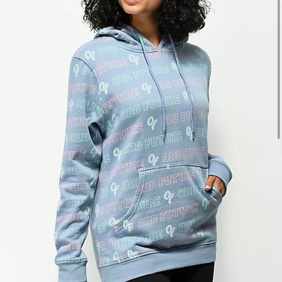 Zumies ODD FUTURE All Over Print Dusty Blue Hoodie Women’s Size Medium - Picture 2 of 10